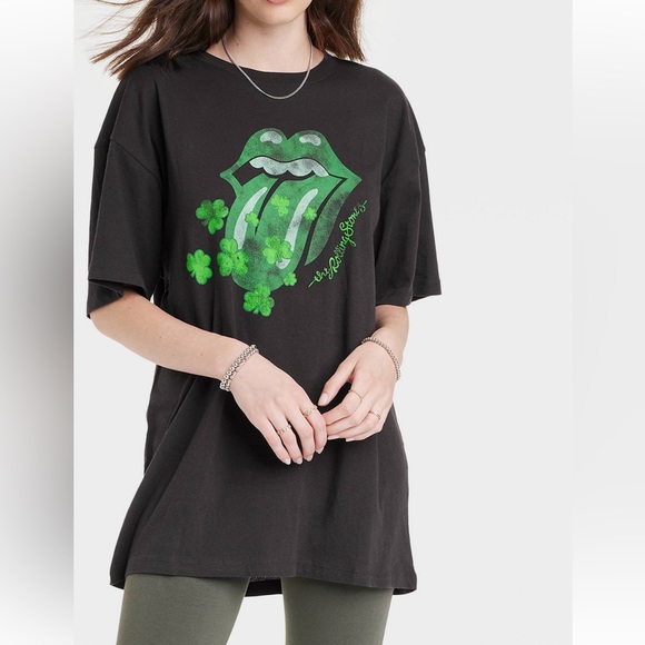 Target Tops - Target Rolling Stones black oversized shirt tunic shamrocks St Pattys Day L/XL